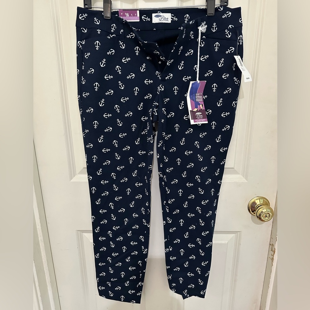 NWT Nautical Navy anchor pants size 8
